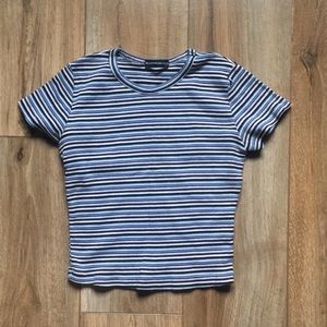 Brandy Melville Blue Striped Crop Top